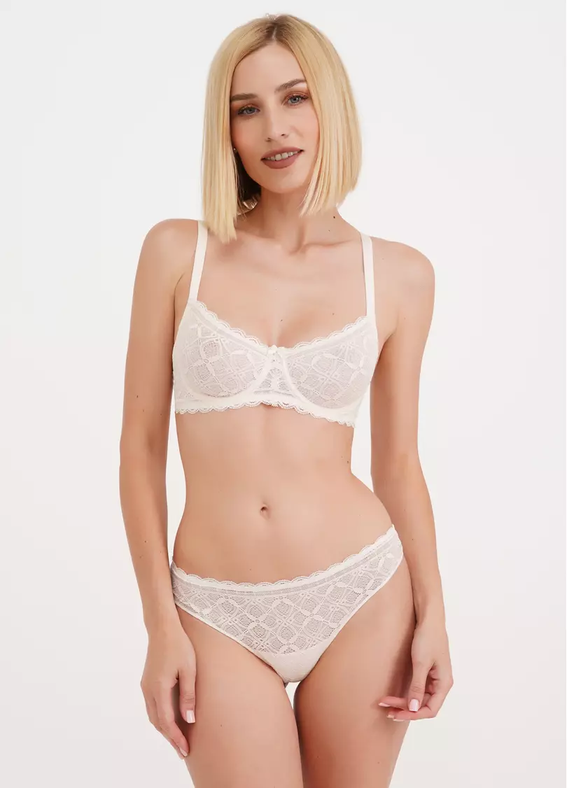 Бюстгальтер кружевной с косточками Cloe 1614/31 cream pink (белый)