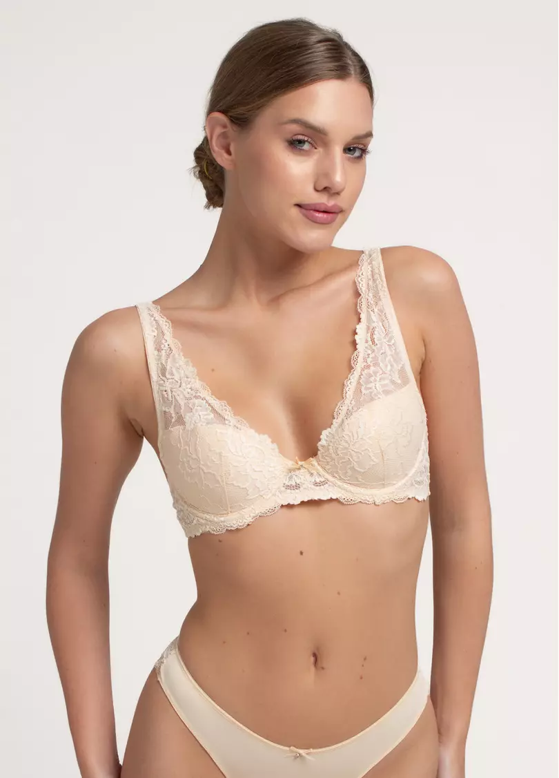 Бюстгальтер из кружева с вырезом халтер Diana 1232/01N beige (бежевый)