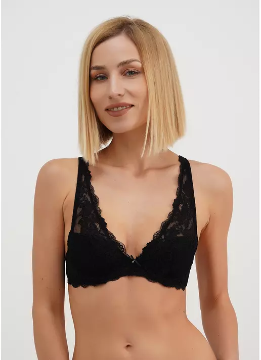 Бюстгальтер из кружева с вырезом халтер Diana 1232/01N black (черный)