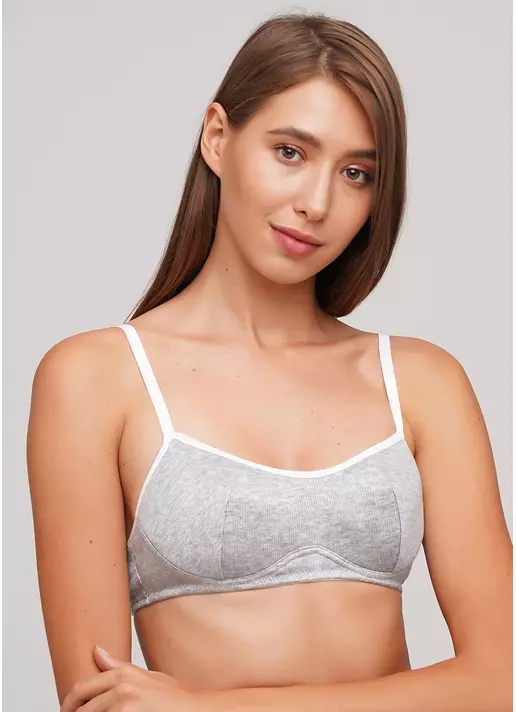 Хлопковый бюстгальтер с мягкой чашкой Elegia 1224/60 (серый меланж)