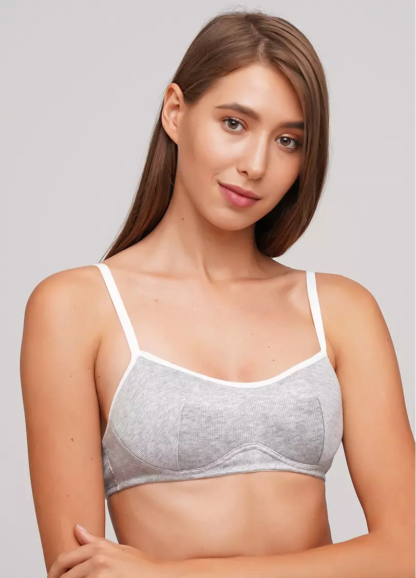 Хлопковый бюстгальтер с мягкой чашкой Elegia 1224/60 (серый меланж)