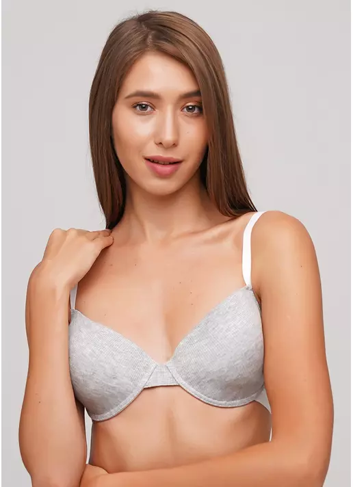 Хлопковый бюстгальтер с формованной чашкой Elegia 1522/60 (серый меланж)