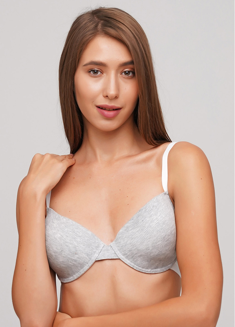 Бавовняний бюстгальтер з формованою чашкою Elegia 1522/60 (сірий меланж)