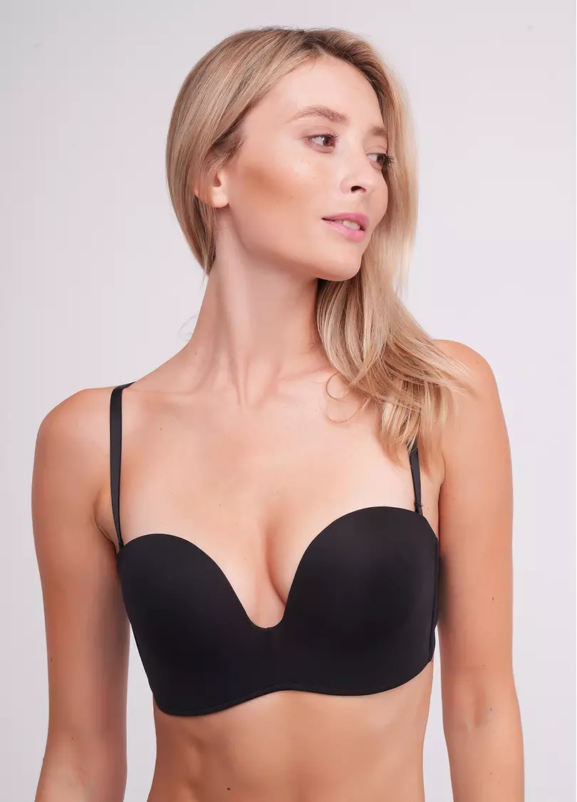 Бюстгальтер бандо с глубоким вырезом L1523A (черный)