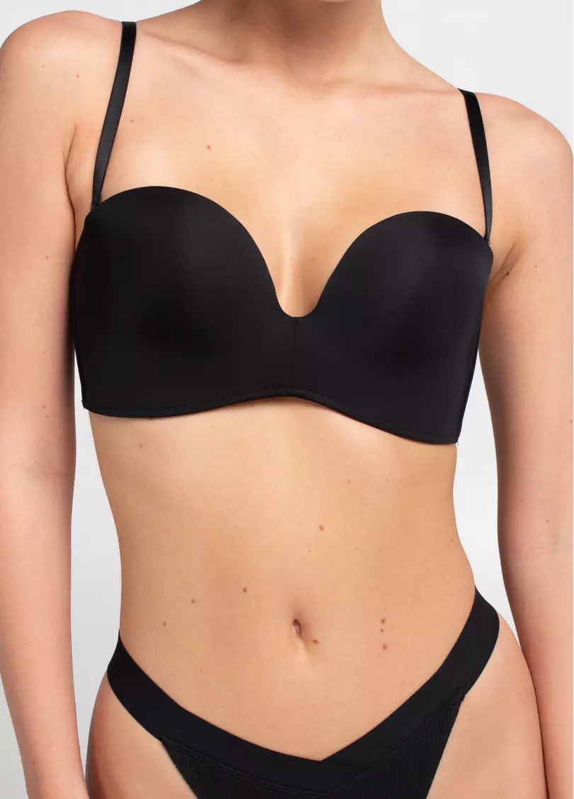 Бюстгальтер бандо с глубоким вырезом L1523A (черный)