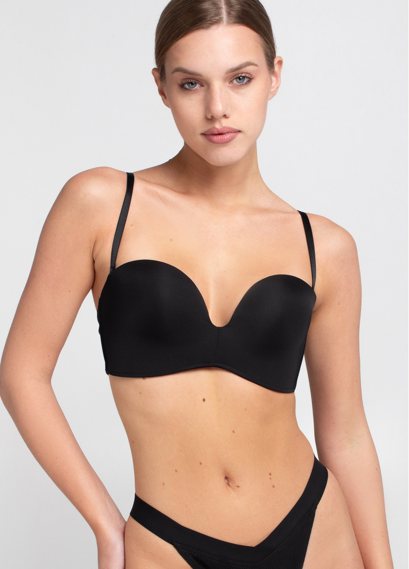 Бюстгальтер бандо с глубоким вырезом L1523A (черный)
