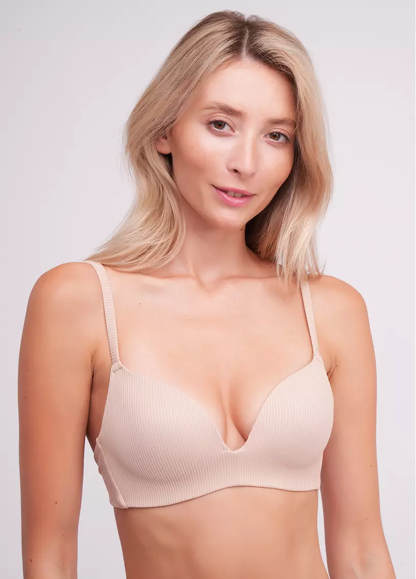 Бюстгальтер треугольной формы из микрофибры в рубчик L1527A (бежевый)
