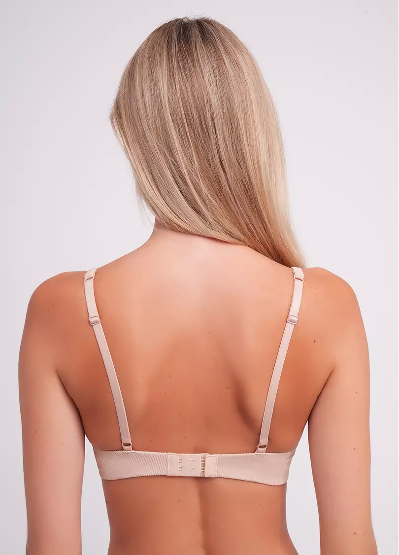 Бюстгальтер треугольной формы из микрофибры в рубчик L1527A (бежевый)