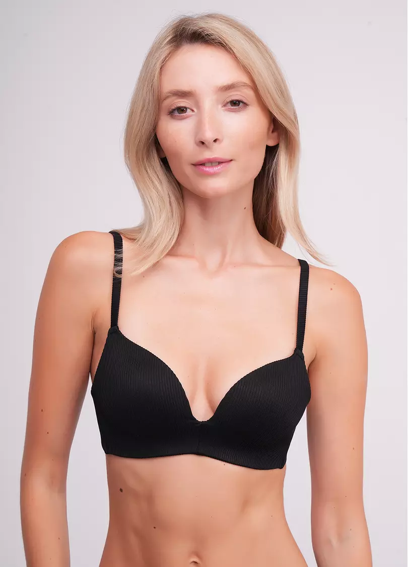 Бюстгальтер треугольной формы из микрофибры в рубчик L1527A (черный)