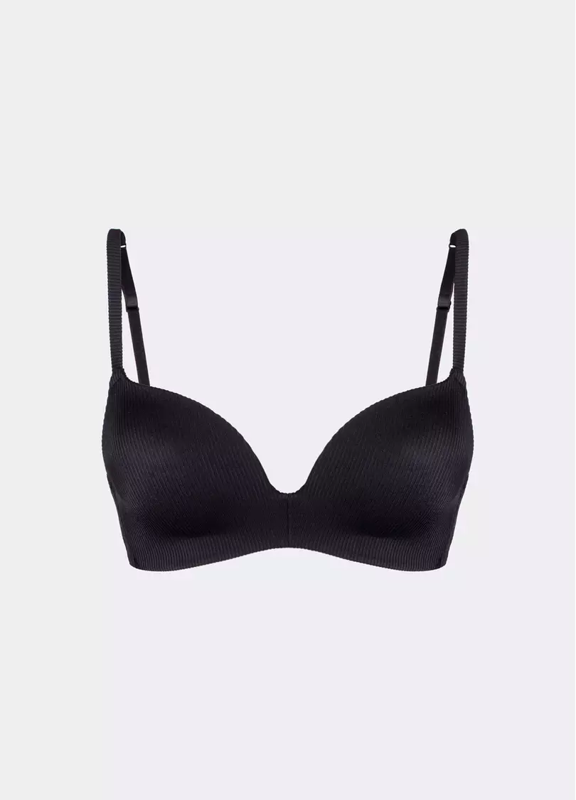Бюстгальтер треугольной формы из микрофибры в рубчик L1527A (черный)