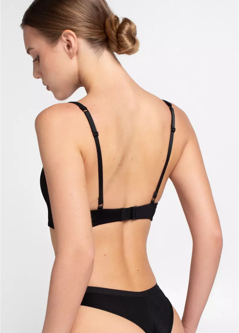 Бюстгальтер треугольной формы из микрофибры в рубчик L1527A (черный)