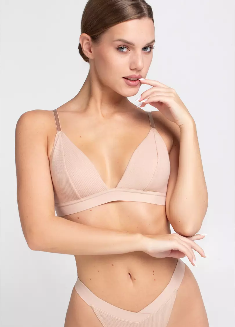 Бюстгальтер с треугольными чашками из хлопка L1530A (бежевый)