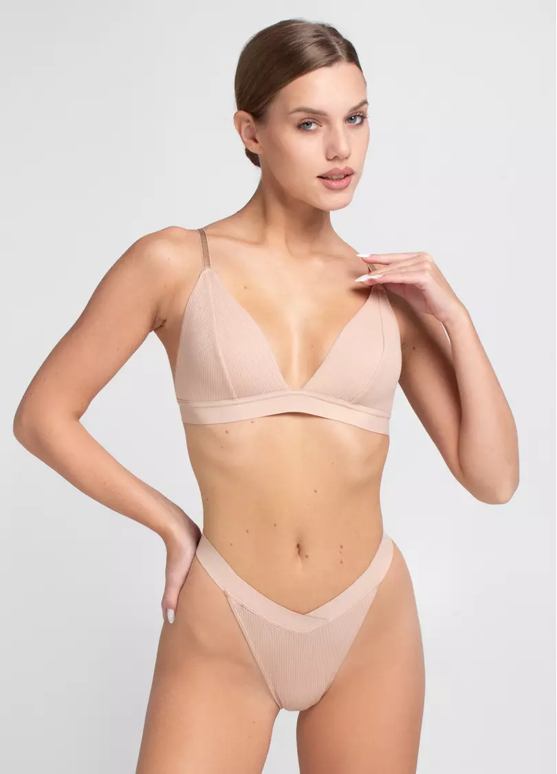 Бюстгальтер с треугольными чашками из хлопка L1530A (бежевый)
