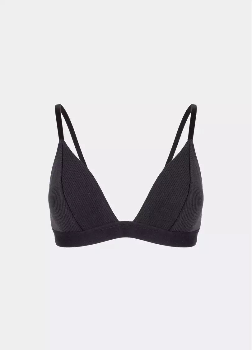 Бюстгальтер с треугольными чашками из хлопка L1530A (черный)