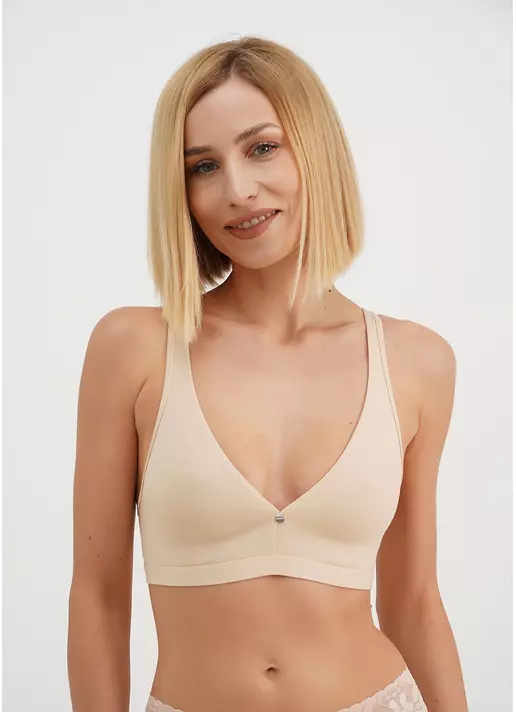 Хлопковый бюстгальтер с вырезом халтер Leya 1412/60 beige (бежевый)