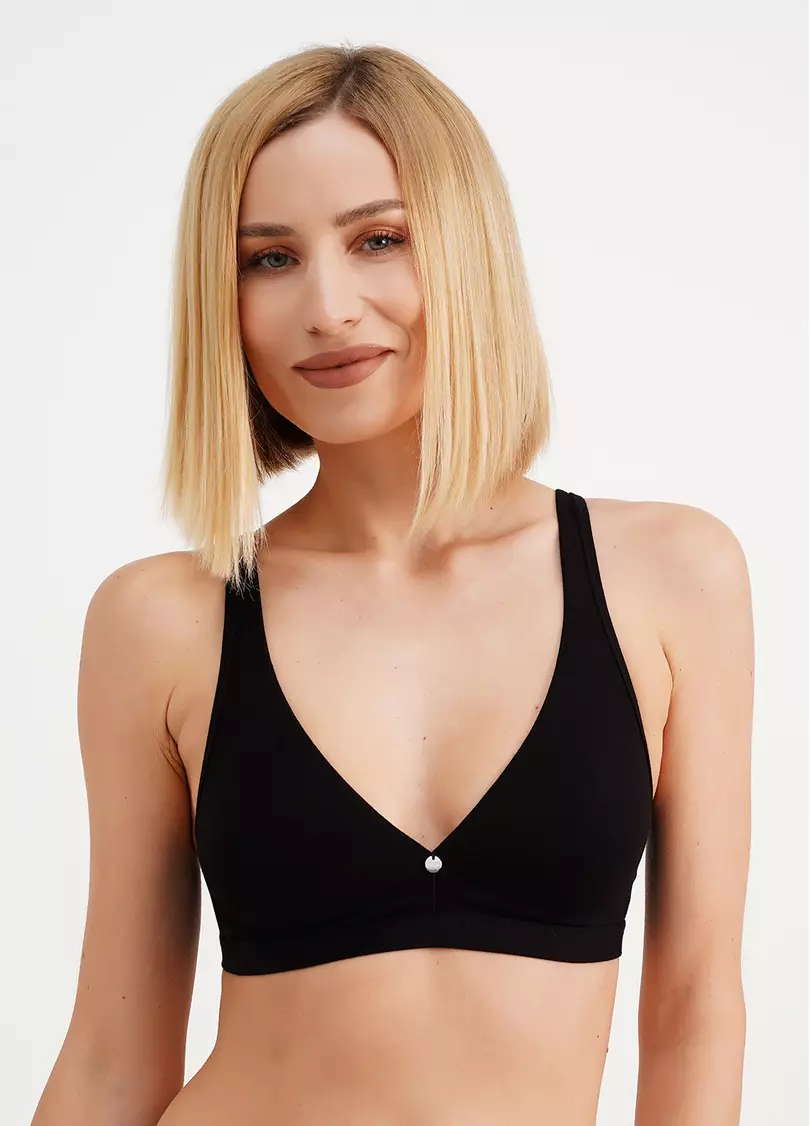 Хлопковый бюстгальтер с вырезом халтер Leya 1412/60 black (черный)