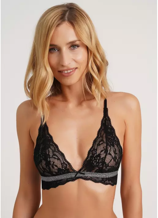 Кружевной бюстгальтер бралетт Miracle 1608/31 black (черный)