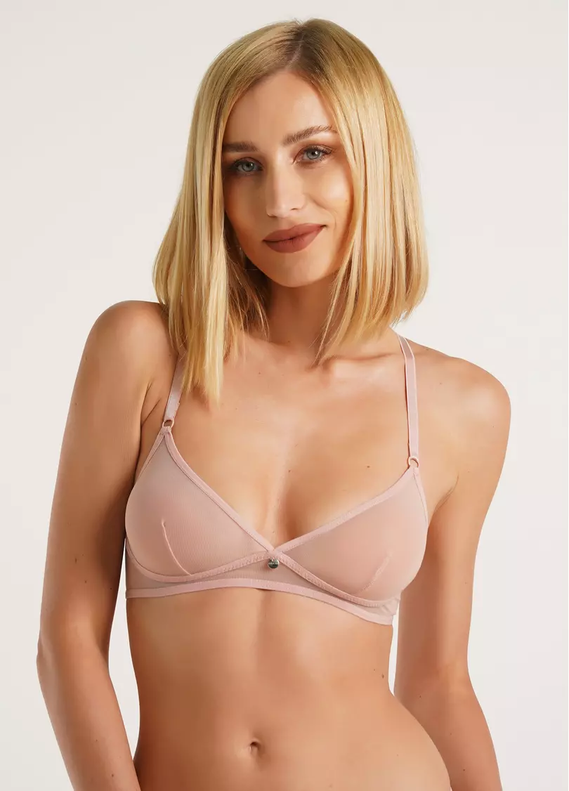 Бюстгальтер бралетт из сетки Nude 1611/40 powder (розовый)