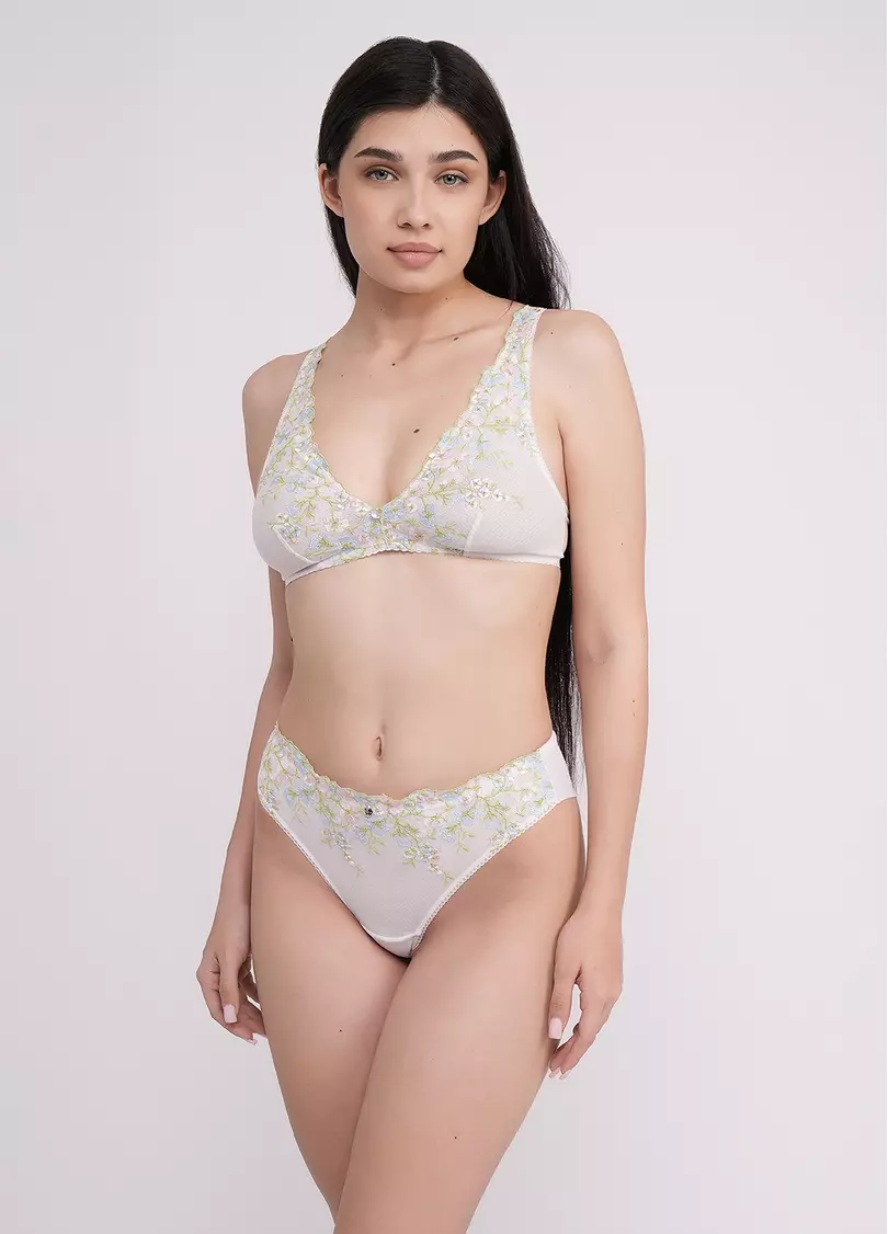 Кружевной бюстгальтер бралетт Olympia 1301/47 white/blue (белый)