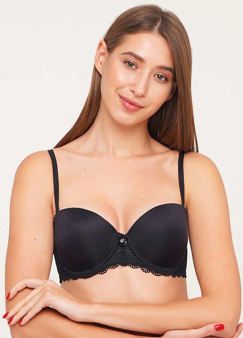 Кружевной бюстгальтер балконет Paola 1113/21 (черный)