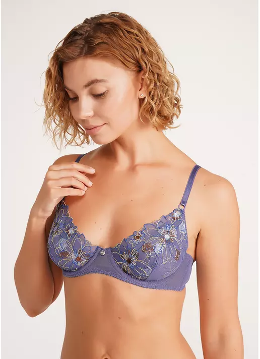 Бюстгальтер з сітки в квіти Ravenna 1616/41 blue (блакитний)