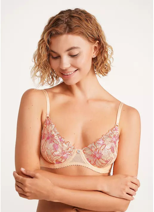 Бюстгальтер з сітки в квіти Ravenna 1616/41 peach (помаранчевий)