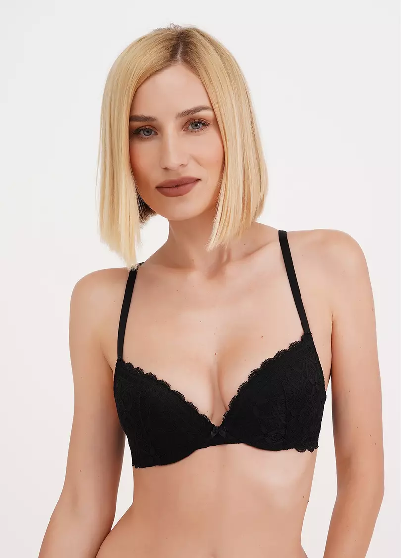 Бюстгальтер кружевной с формованной чашкой пуш-ап Sherry 1111/31 black (черный)