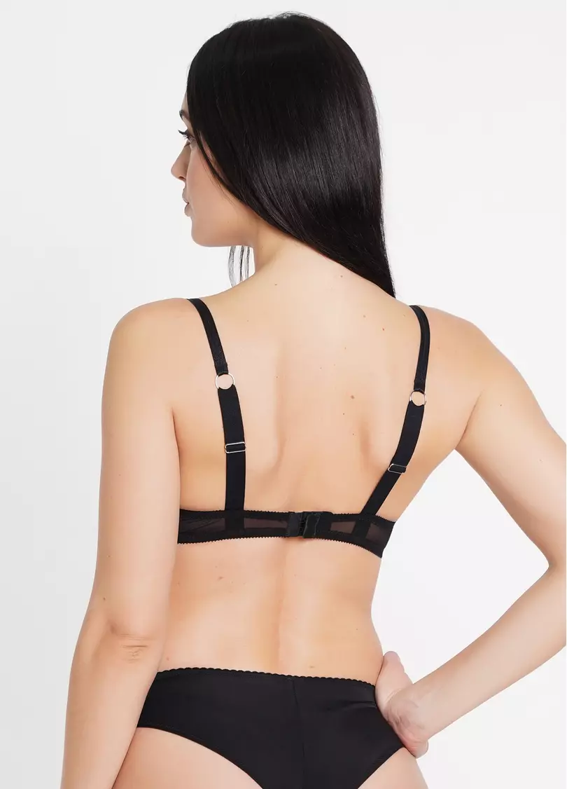 Бюстгальтер из прозрачной сетки с элементами сбруи Sweet plum 1610/42 black (черный)