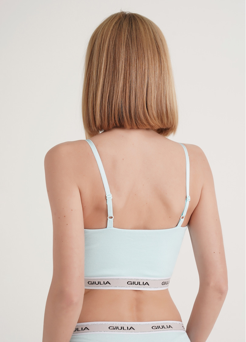 Бавовняний топ в рубчик на бретелях Top rib classic 4101/60 blue (блакитний)