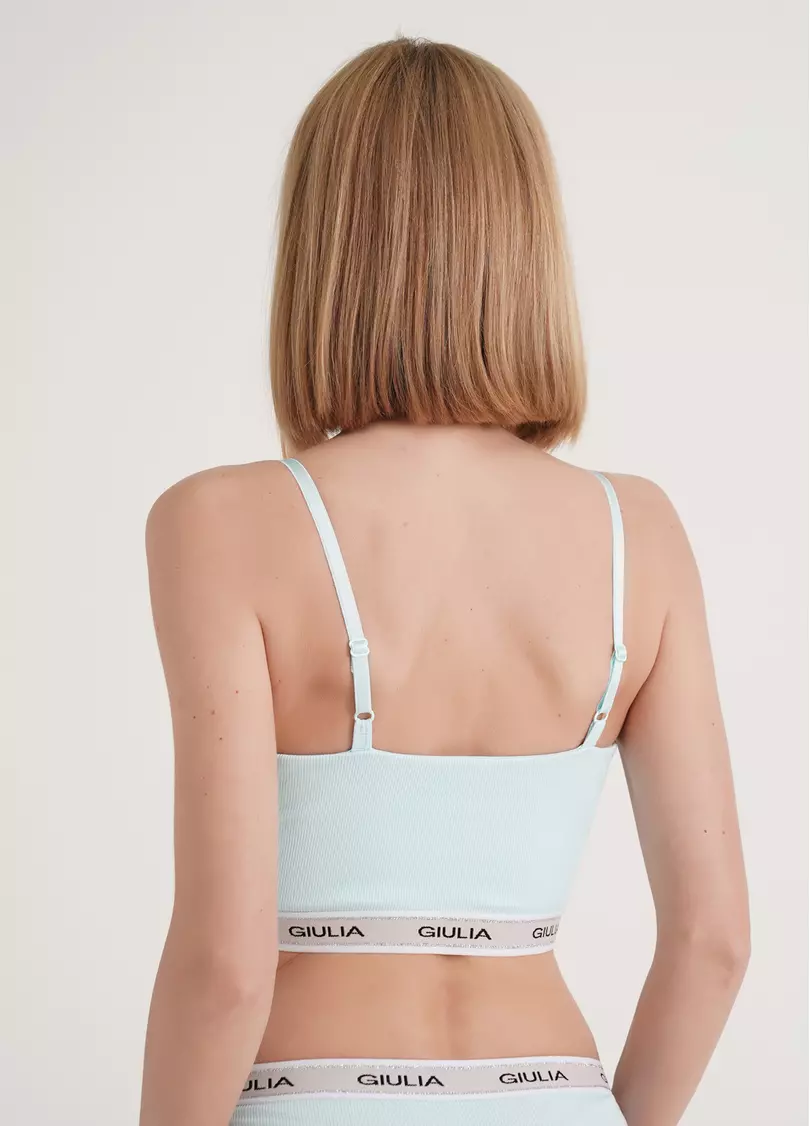 Хлопковый топ в рубчик на бретелях Top rib classic 4101/60 blue (голубой)