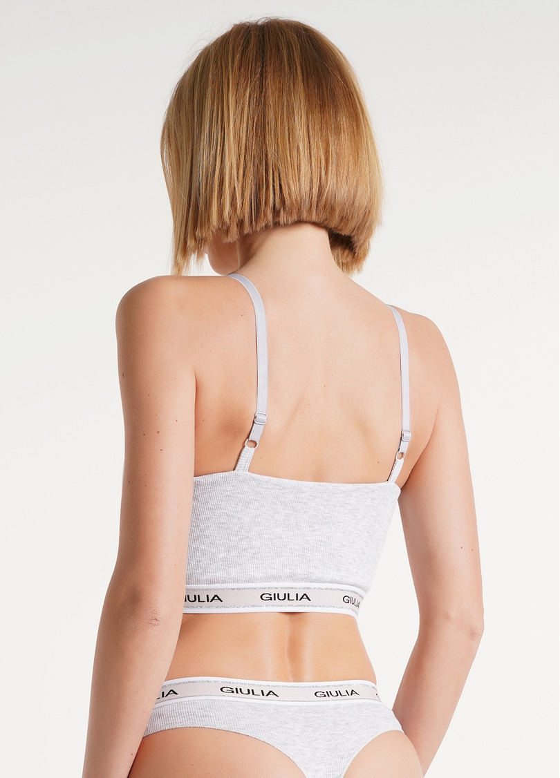 Бавовняний топ в рубчик на бретелях Top rib classic 4101/60 grey (сірий)