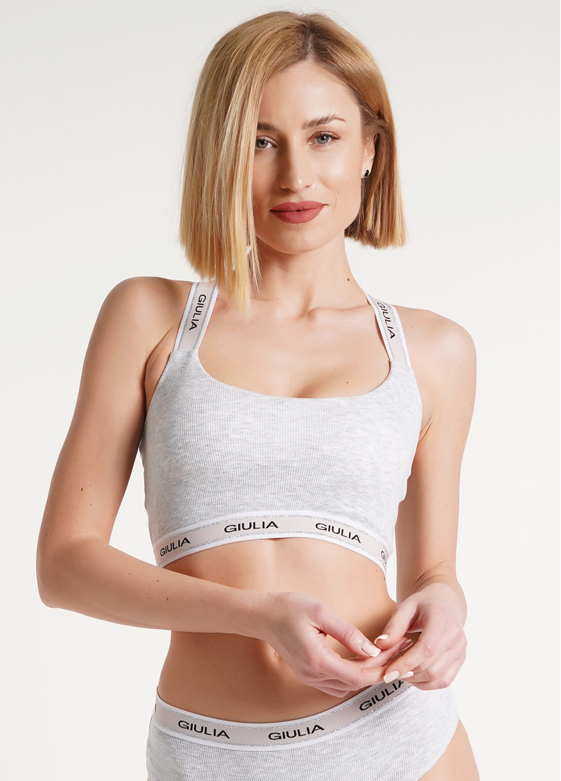 Топ на широких бретелях в рубчик Top rib sport 4102/60 grey (сірий)