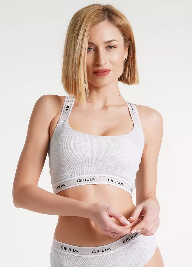 Топ на широких бретелях в рубчик Top rib sport 4102/60 grey (серый)