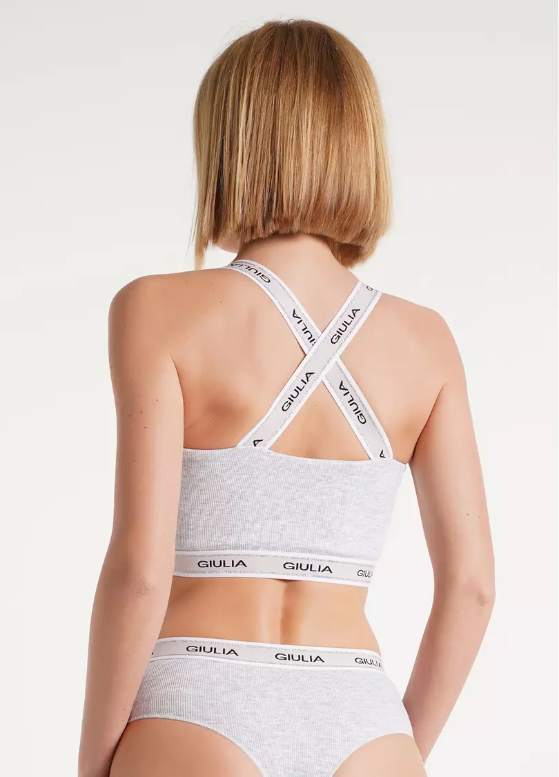 Топ на широких бретелях в рубчик Top rib sport 4102/60 grey (серый)