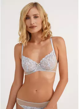 Мягкий бюстгальтер из сетки в цветы Tuscany 1663/41 beige/sky blue (бежевый/голубой) Мягкий бюстгальтер из сетки в цветы Tuscany 1663/41 beige/sky blue (бежевый/голубой)