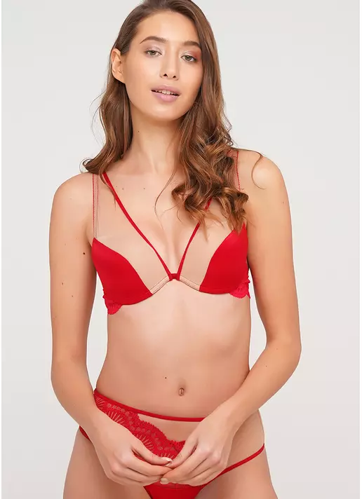 Бюстгальтер с формованной чашкой и push-up Xmas lace 1142/72 (красный)