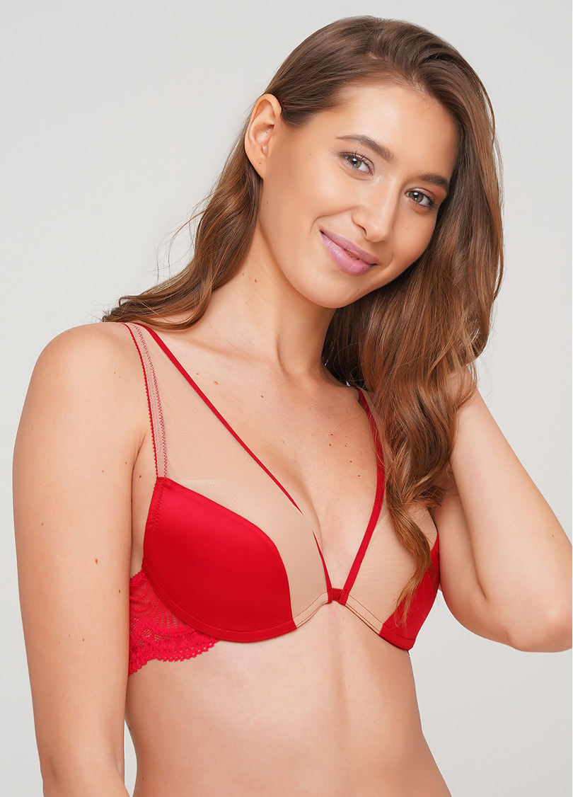 Бюстгальтер з формованою чашкою та push-up Xmas lace 1142/72 (червоний)