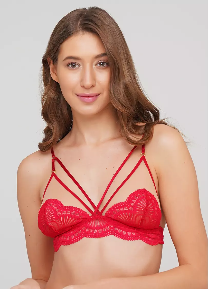 Бюстгальтер бралет с треугольной чашкой Xmas lace 1607/71 (красный)