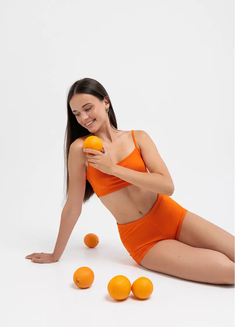 Топ з бавовни CITRUS BLOOM, помаранчевий
