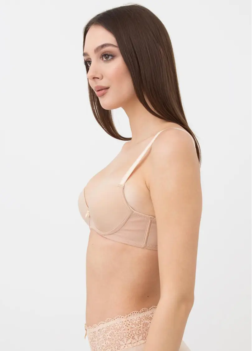 Гладкий бюстгальтер пуш-ап з сіткою Soft micro 1105/22 beige (бежевий)