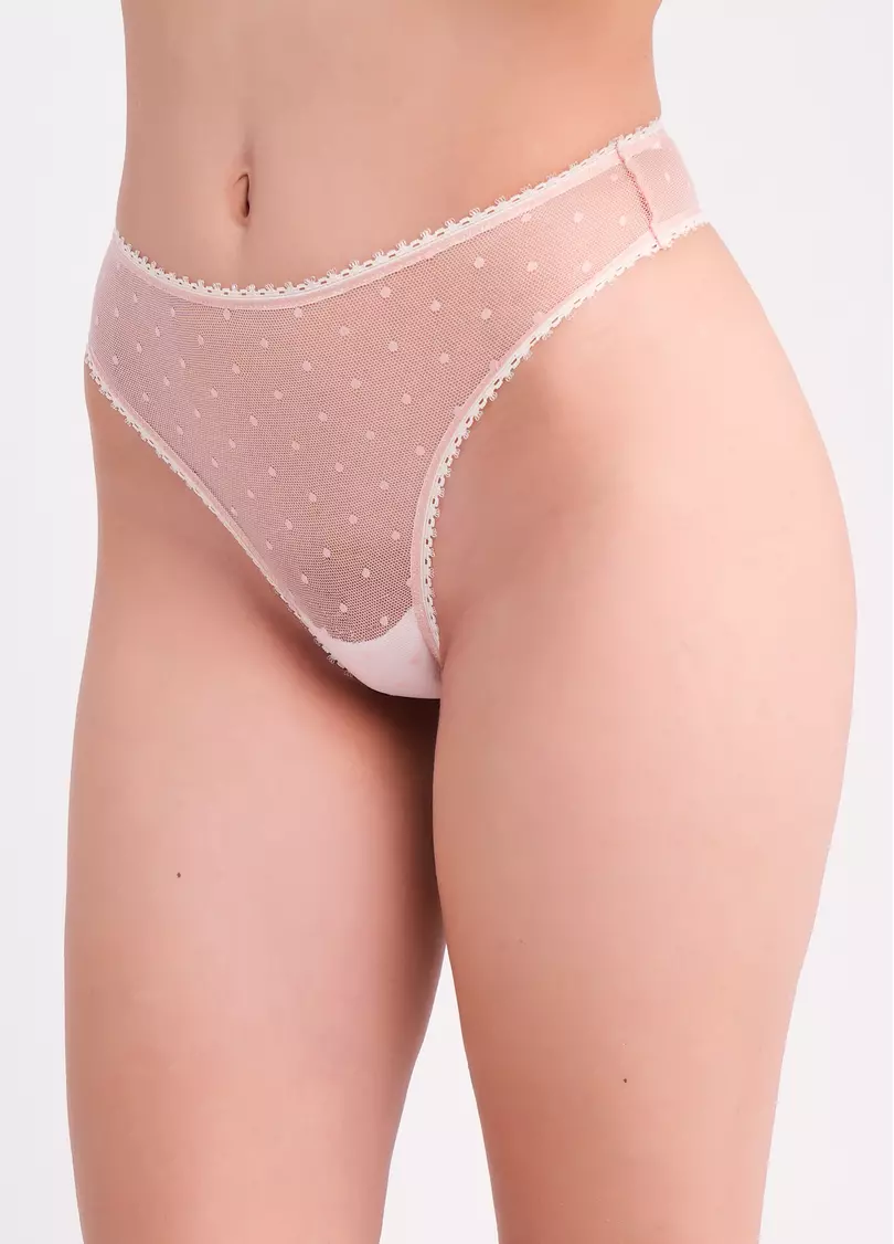 Труси стрінги в горох AIR MESH 2102/40 pale pink (рожевий)