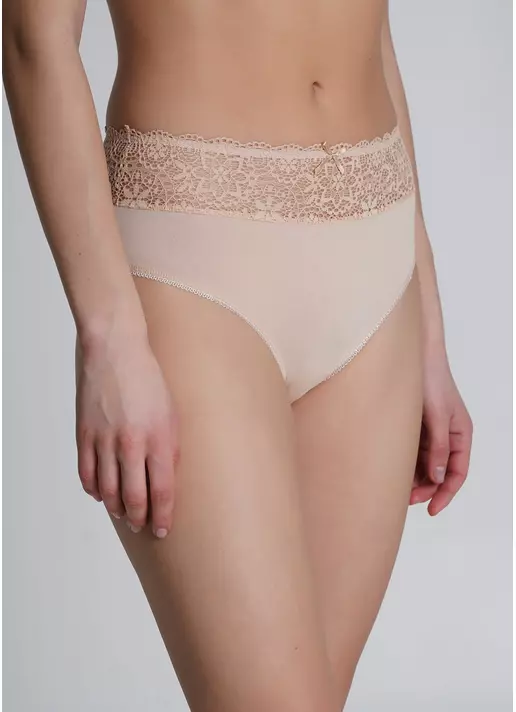 Хлопковые трусики-слипы с кружевом Alice 2504/61 beige (бежевый)