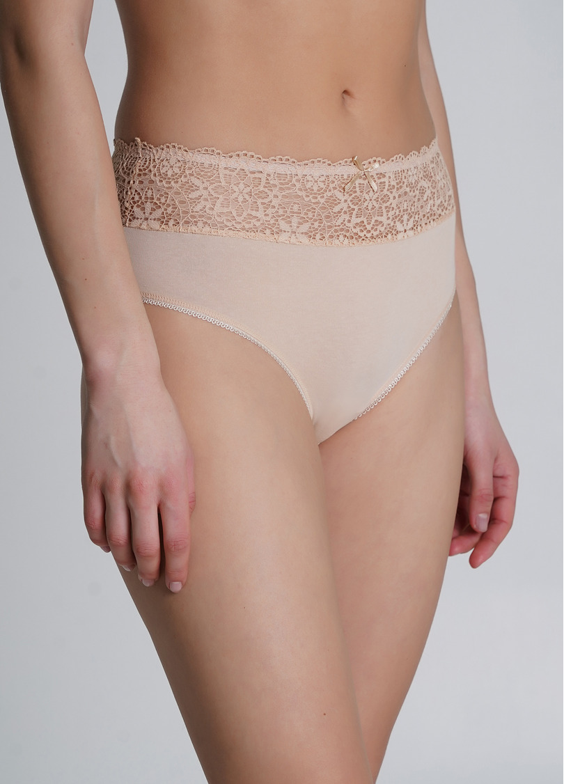 Хлопковые трусики-слипы с кружевом Alice 2504/61 beige (бежевый)