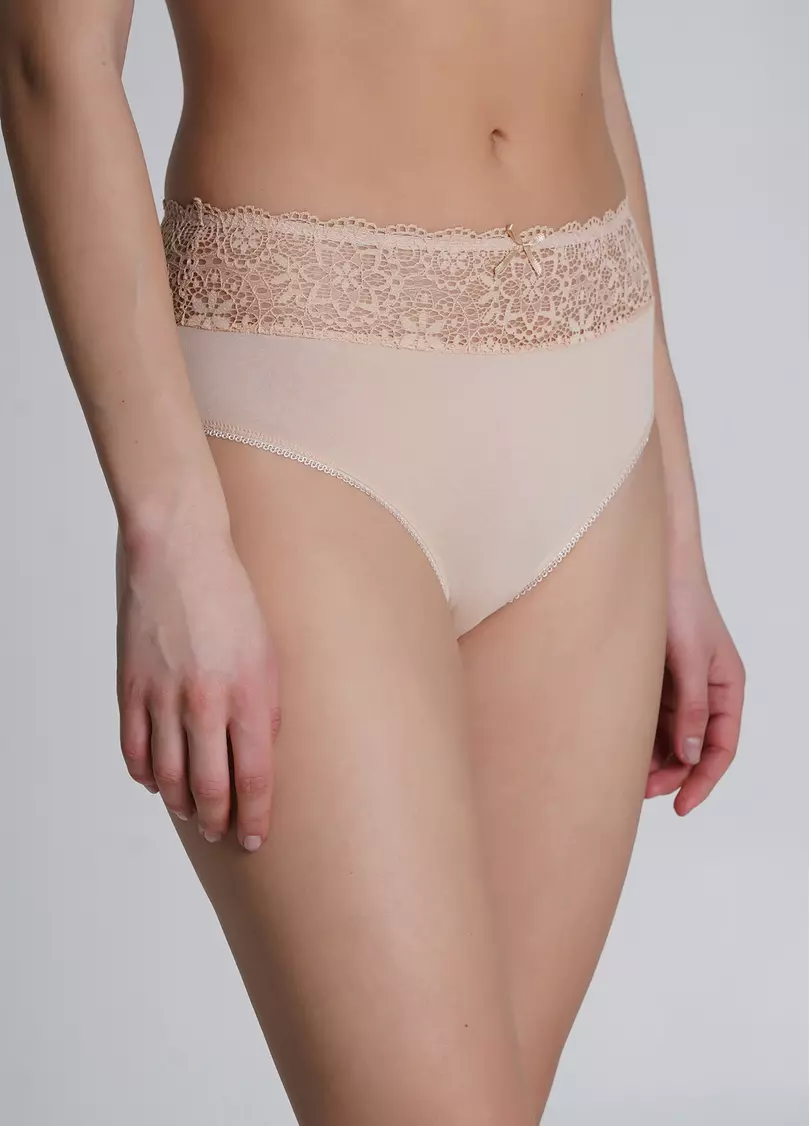 Бавовняні трусики-сліпи з мереживом Alice 2504/61 beige (бежевий)