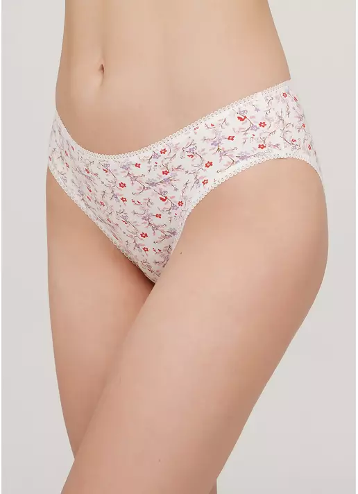 Хлопковые трусики слипы с цветочным принтом Amasing 2301/60 milk/flower (белый)