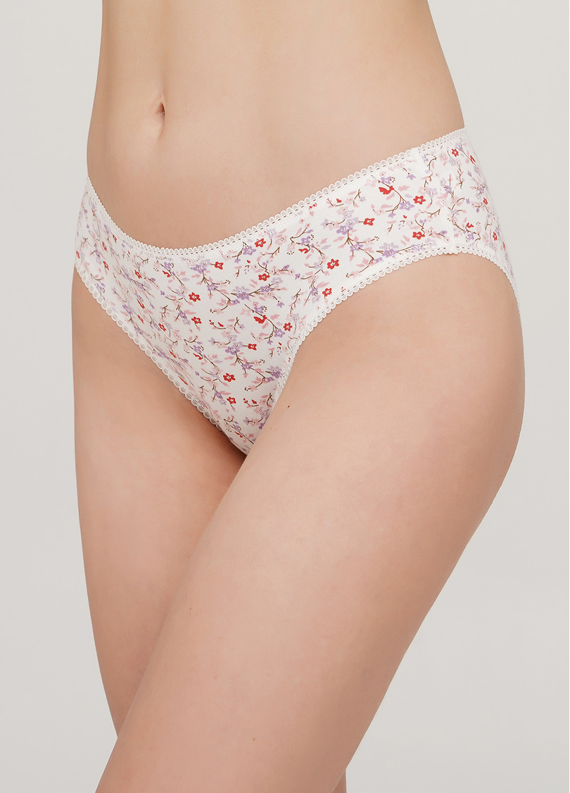 Хлопковые трусики слипы с цветочным принтом Amasing 2301/60 milk/flower (белый)
