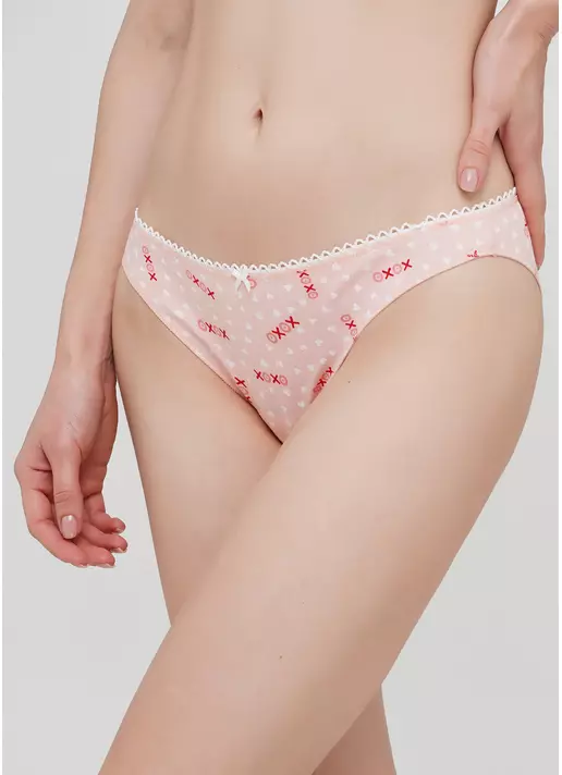 Трусы бразилиана из хлопка с рисунком сердечек Amour 2206/60 peach hearts