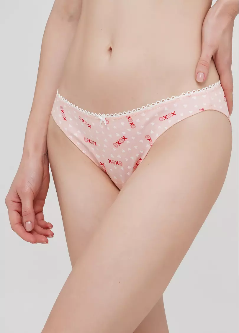 Трусы бразилиана из хлопка с рисунком сердечек Amour 2206/60 peach hearts