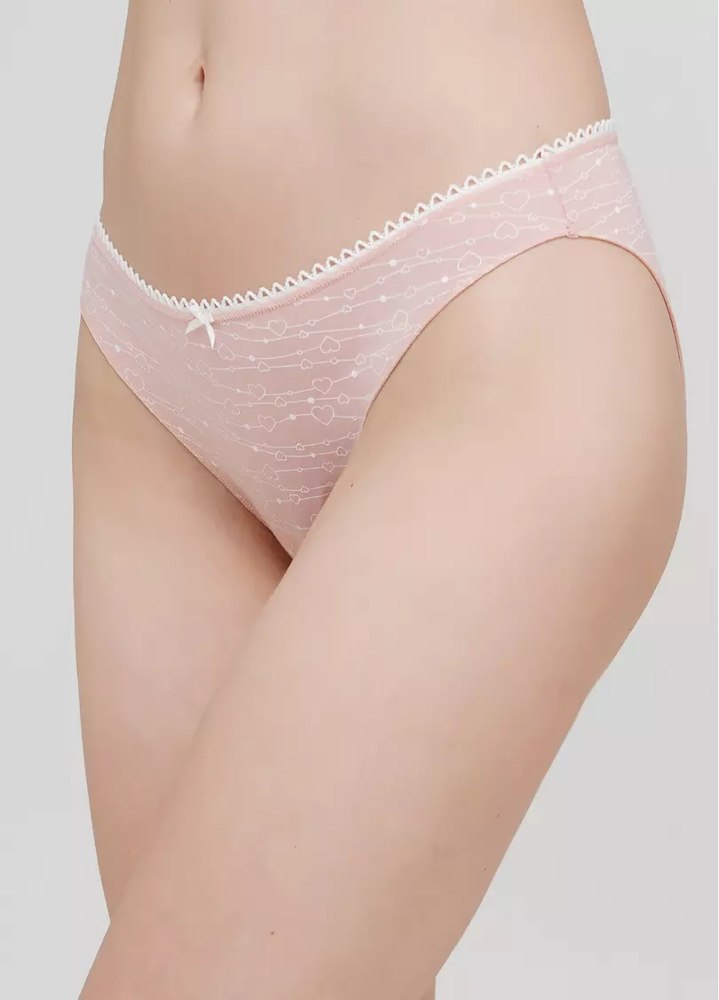 Трусы бразилиана из хлопка с сердечками Amour 2206/60 pink hearts (розовый)