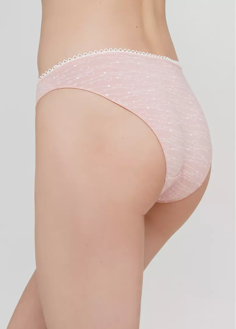 Трусы бразилиана из хлопка с сердечками Amour 2206/60 pink hearts (розовый)